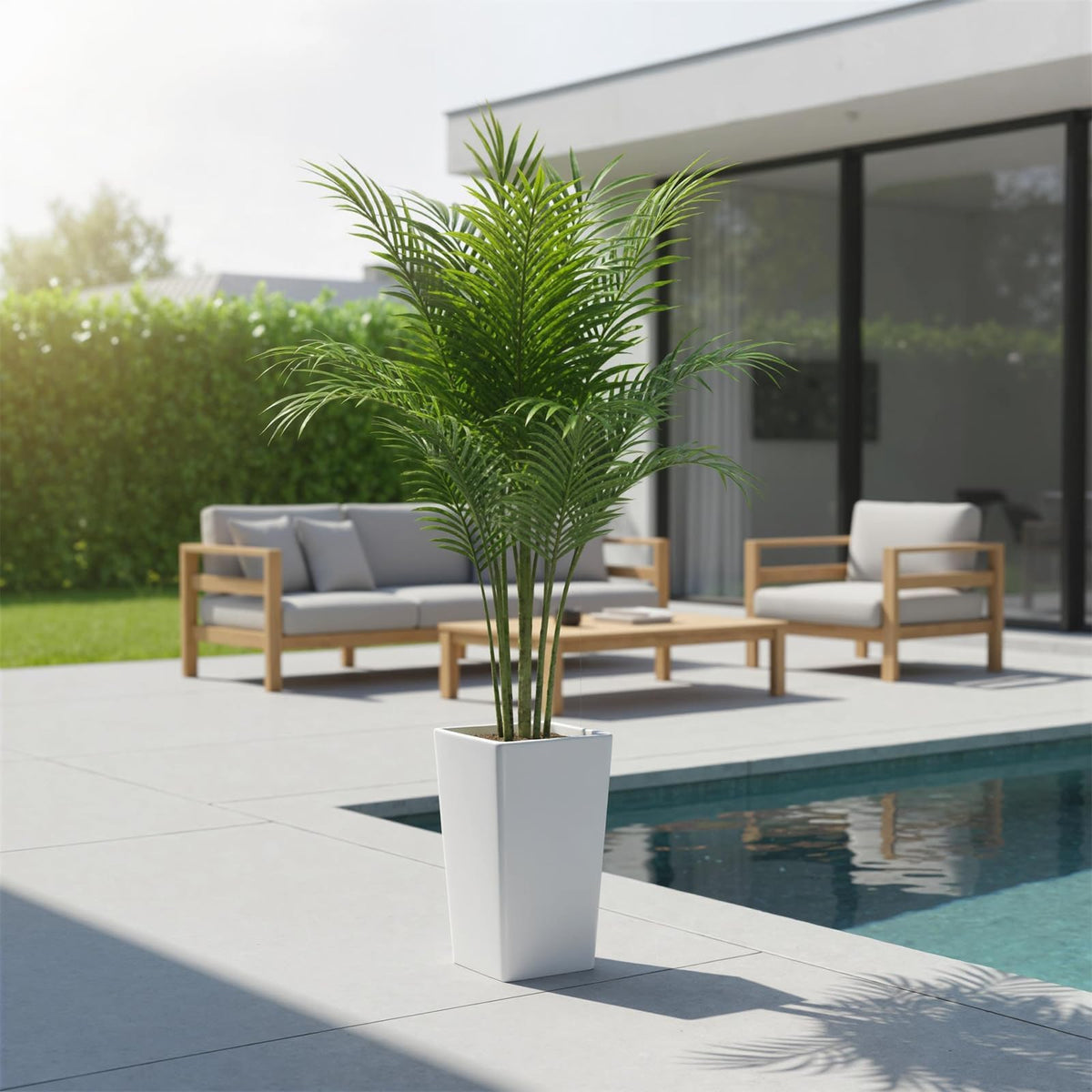 Hojas vibrantes y realistas de la palmera artificial Garvee de PEVA impermeable