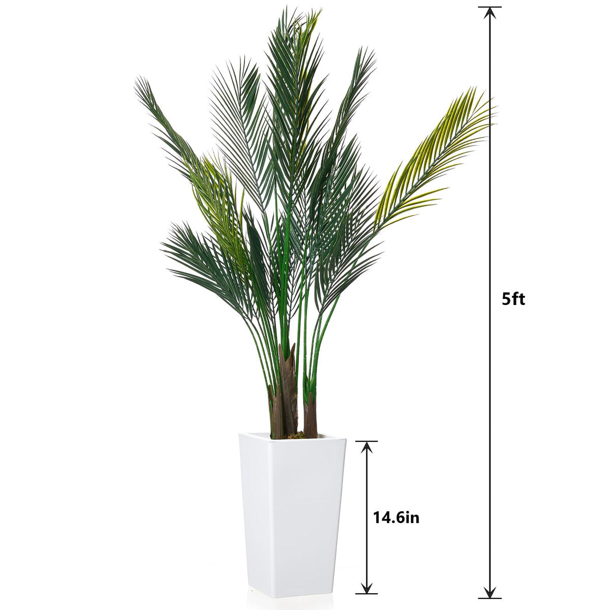 Palma artificial Garvee con hojas UV-resistentes para interior y exterior todo el año